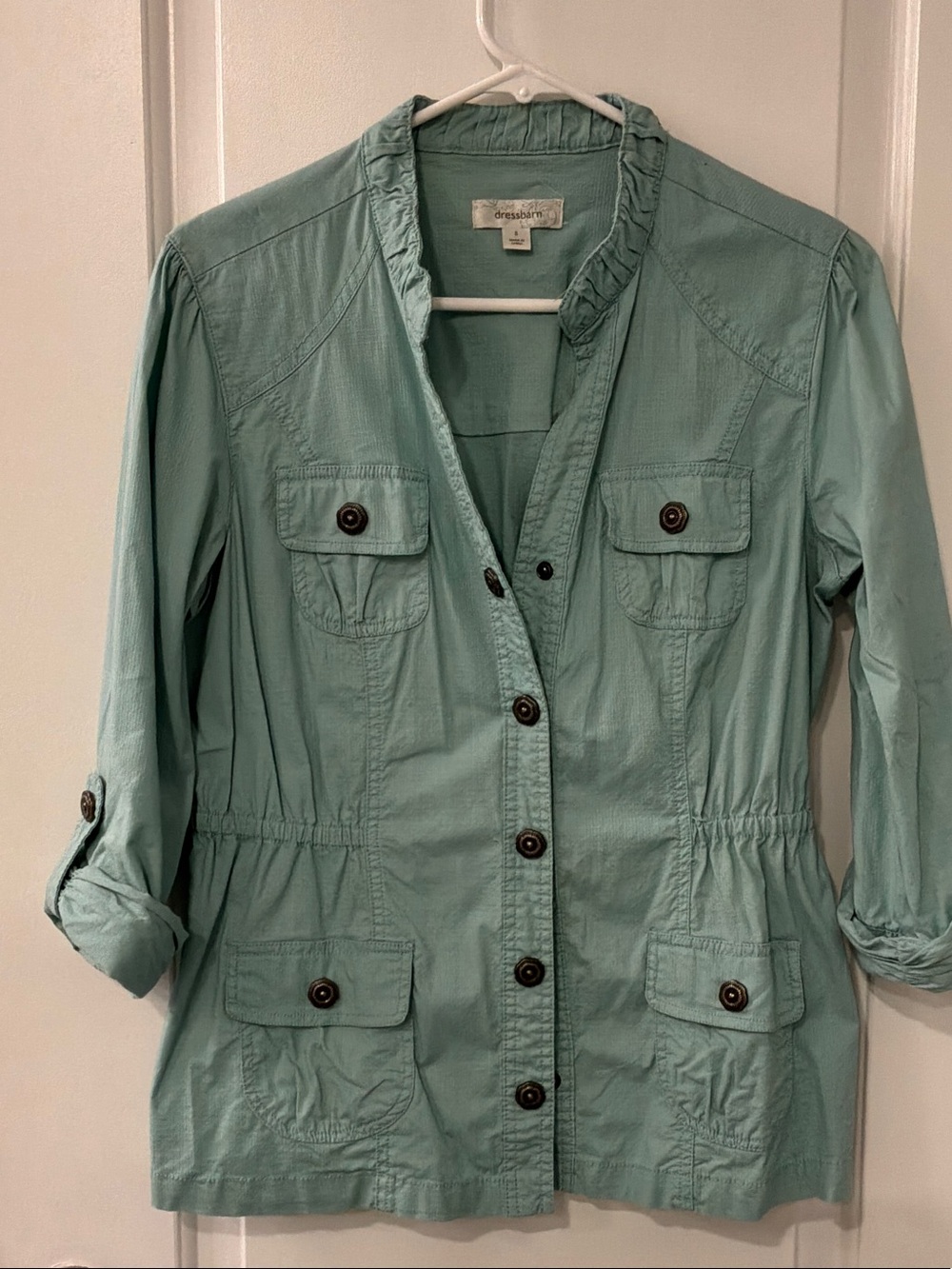 dressbarn Mint Green Button-Front Utility Jacket